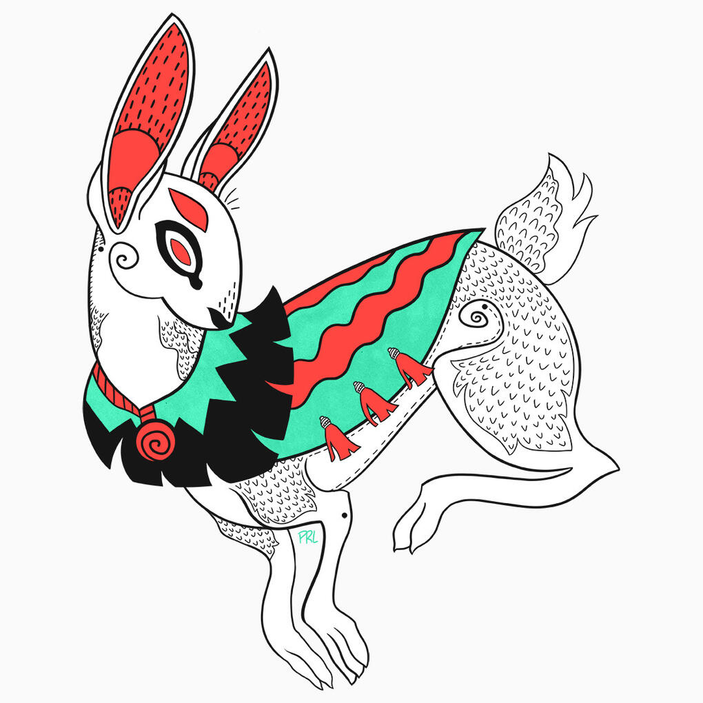 patterned rabbit (2020) Digital drawing made in Photoshop CS6.