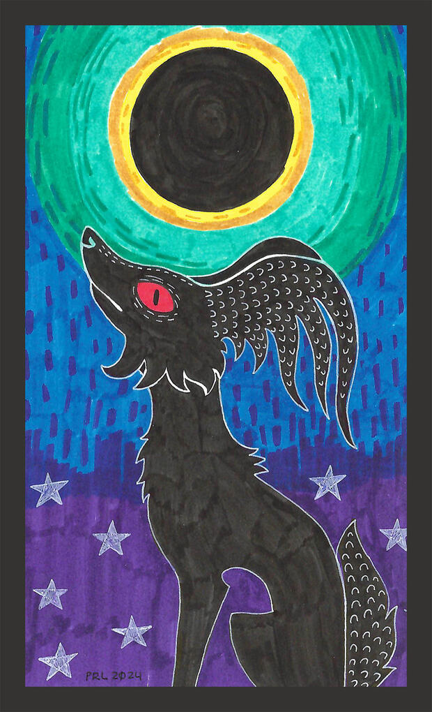 eclipse (2024) Made with mildliner markers, micron pen, and white gel pen.